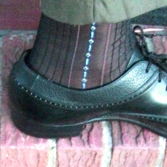 2PR Men's Sheer Black Thick N Thin with Pattern, Cap Toe Cap Heel Socks - 10 -13 - Picture 10 of 12